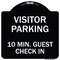 Signmission Reserved Parking Visitor Parking 10 Min. Guest Check In Heavy-Gauge Alum, 18" x 18", BW-1818-23018 A-DES-BW-1818-23018 - alternate 1